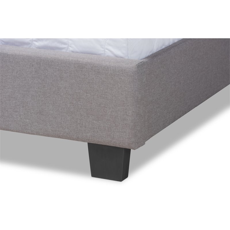 Bowery Hill Modern King Size Gray Fabric Upholstered Bed