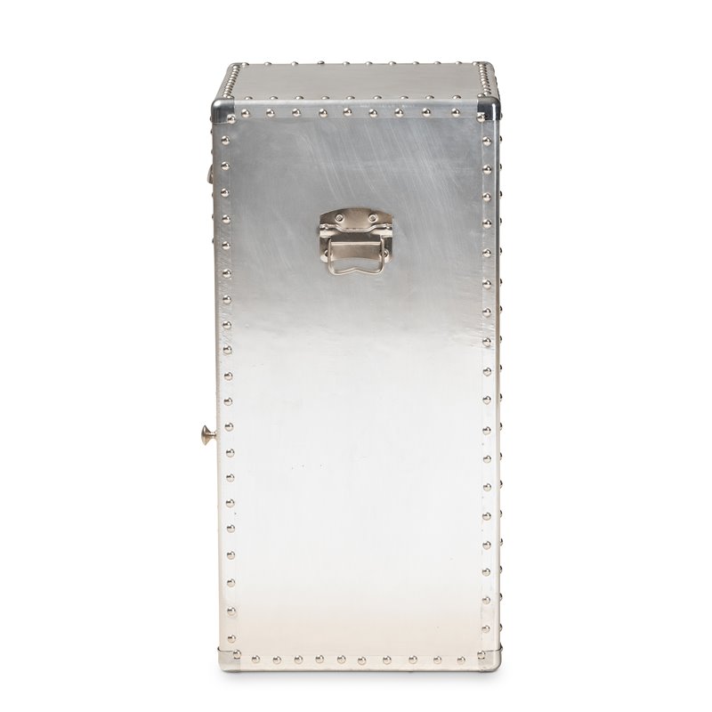 Bowery Hill 1-Door Mid-Century Metal Accent Storage Cabinet in Silver