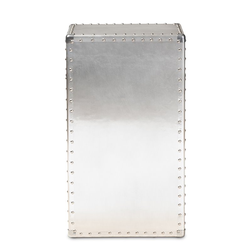 Bowery Hill 1-Door Mid-Century Metal Accent Storage Cabinet in Silver