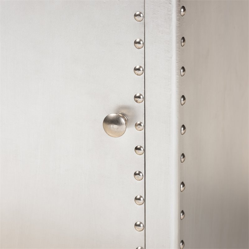 Bowery Hill 1-Door Mid-Century Metal Accent Storage Cabinet in Silver