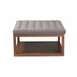 Bowery Hill Gray Fabric Upholstered Brown Finished Ottoman