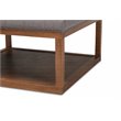 Bowery Hill Gray Fabric Upholstered Brown Finished Ottoman