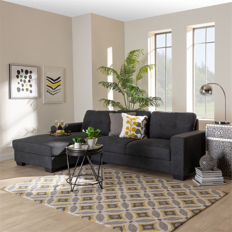 Bowery Hill Dark Grey Sectional Sofa with Left Facing Chaise