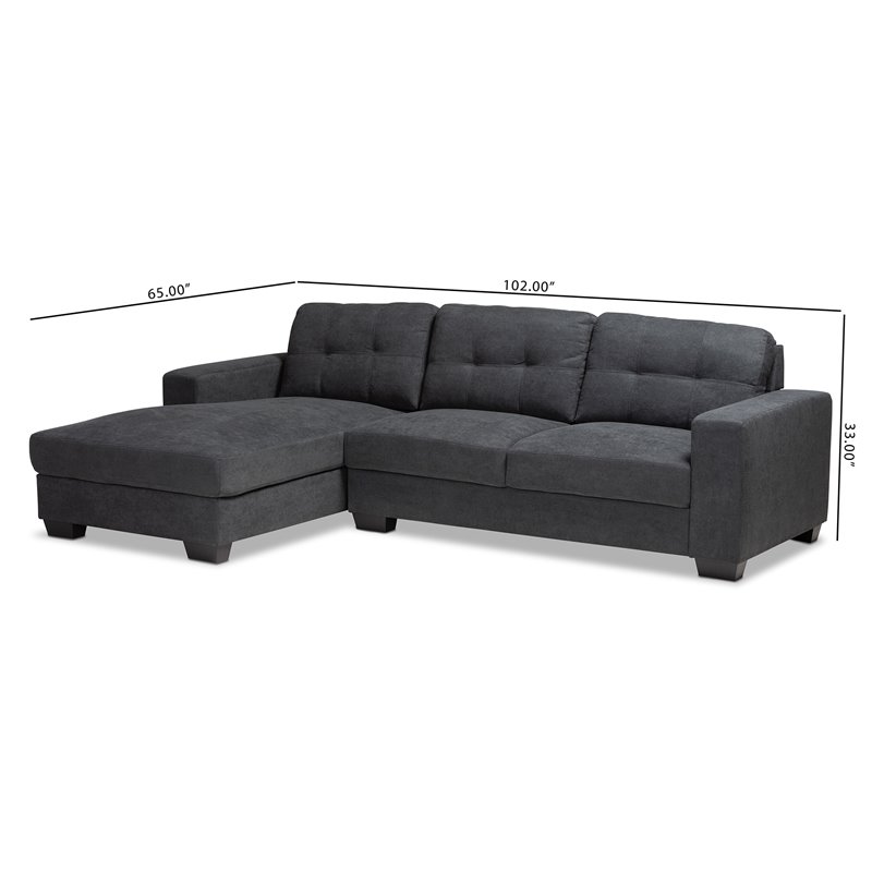 Bowery Hill Dark Grey Sectional Sofa with Left Facing Chaise
