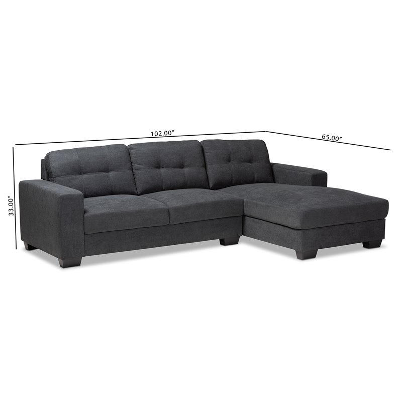 Bowery Hill Dark Grey Sectional Sofa with Right Facing Chaise