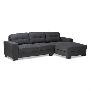 Bowery Hill Dark Grey Sectional Sofa with Right Facing Chaise