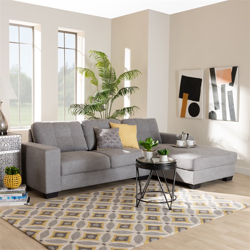 Bowery Hill Light Grey Sectional Sofa with Right Facing Chaise