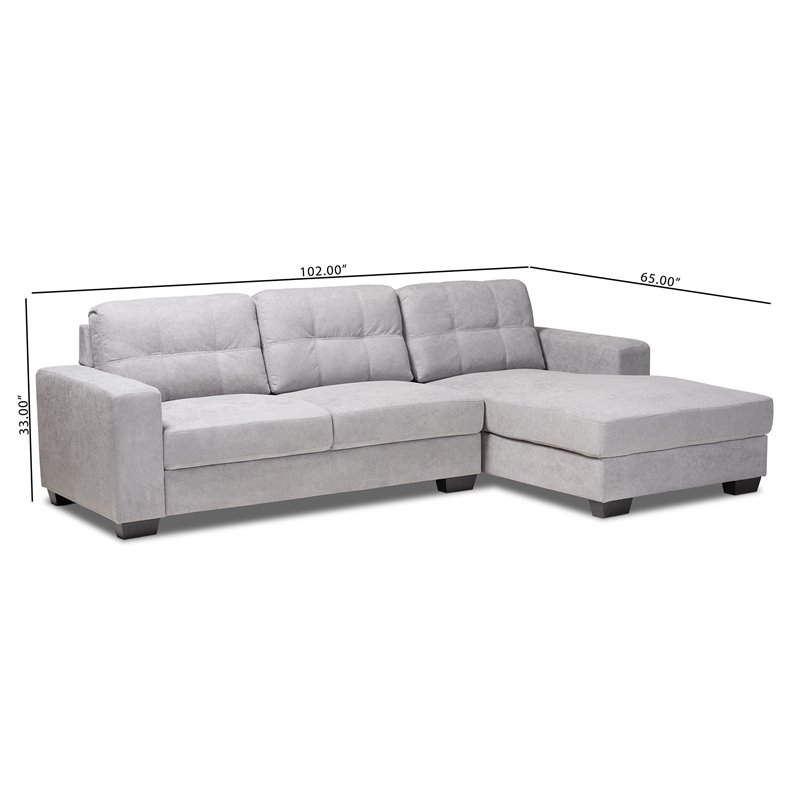 Bowery Hill Light Grey Sectional Sofa with Right Facing Chaise