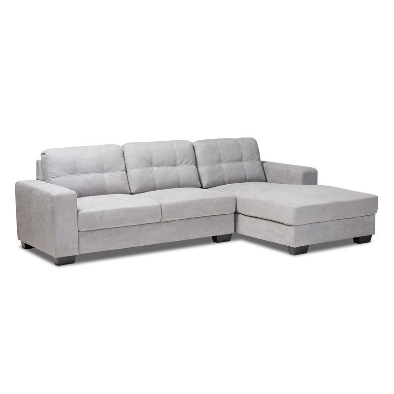 Bowery Hill Light Grey Sectional Sofa with Right Facing Chaise