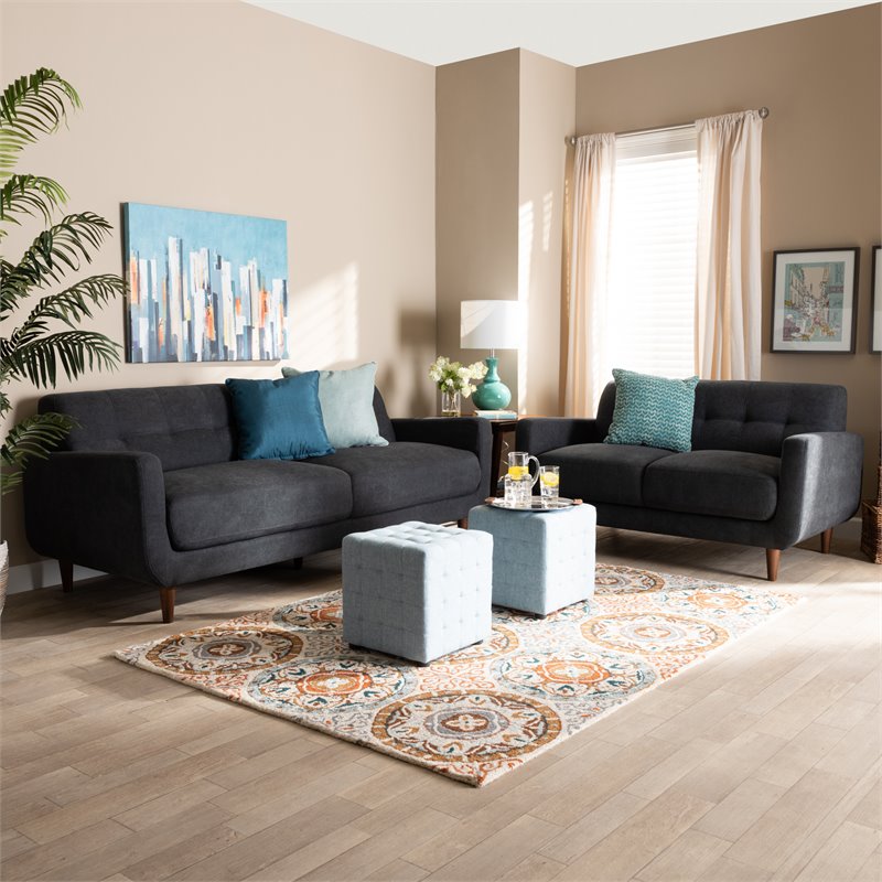 Bowery Hill Dark Grey Upholstered Living Room Set