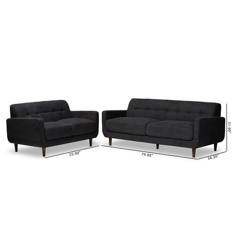 Bowery Hill Dark Grey Upholstered Living Room Set