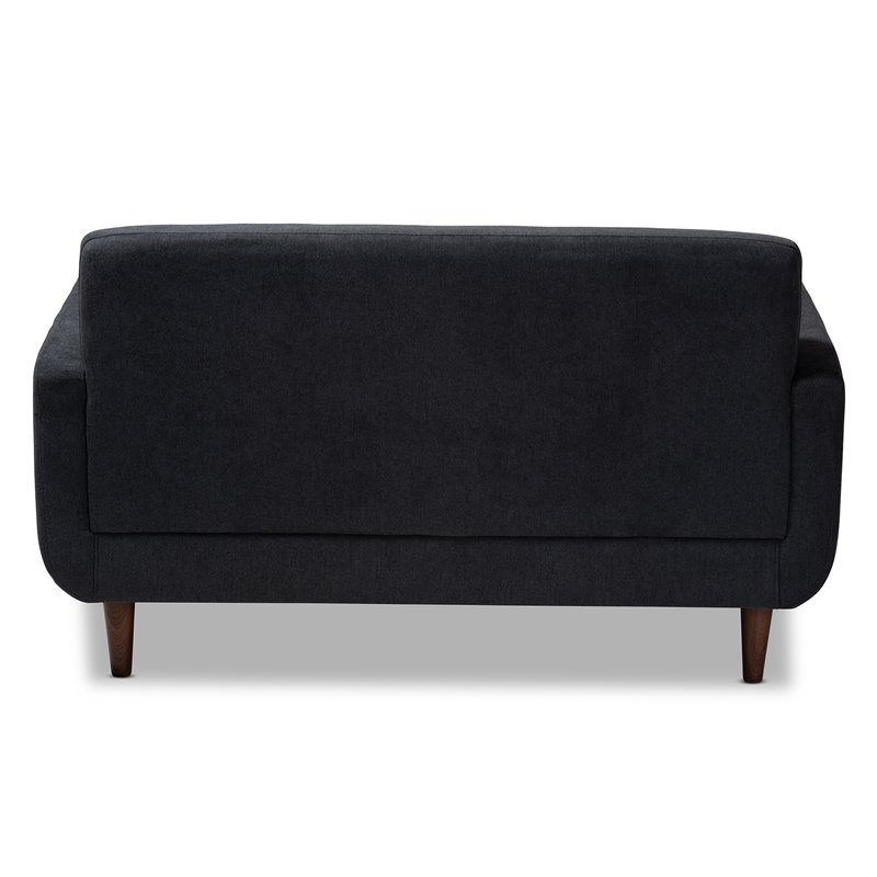 Bowery Hill Dark Grey Fabric Upholstered Loveseat