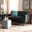 Bowery Hill Dark Grey Fabric Upholstered Loveseat
