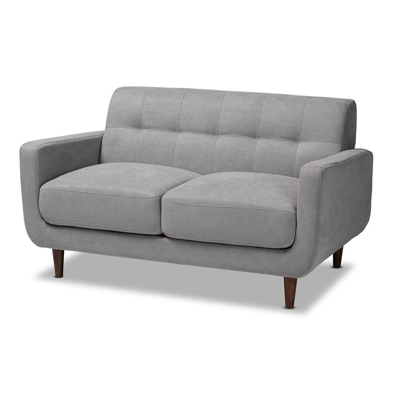 Bowery Hill Light Grey Fabric Upholstered Loveseat