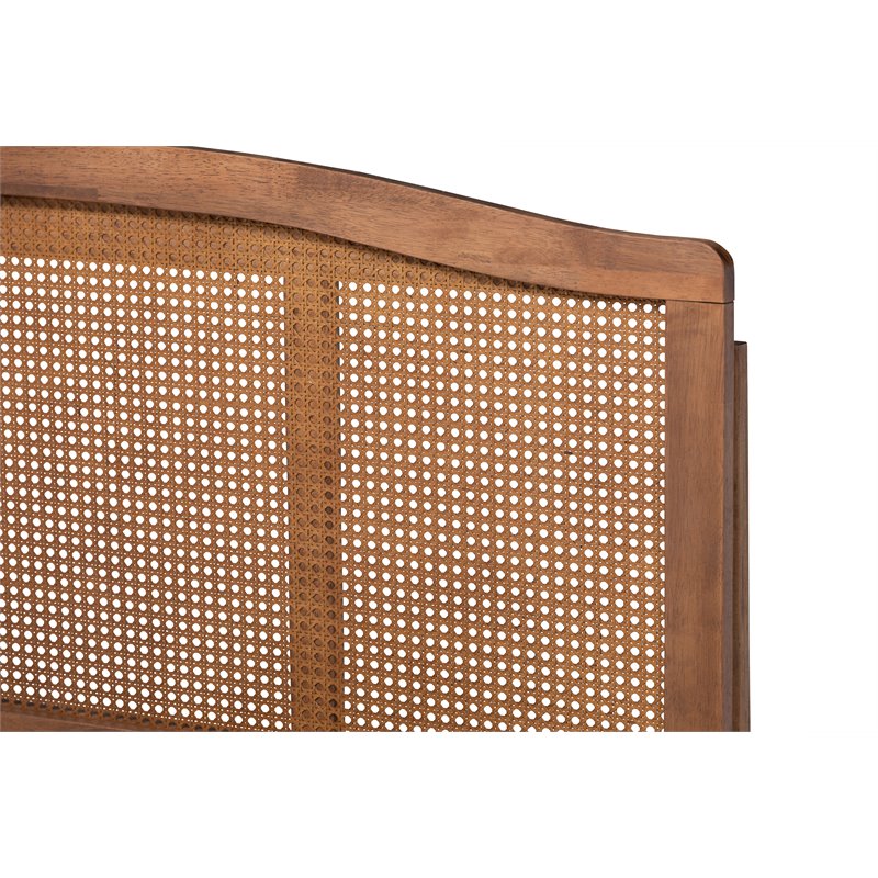 Bowery Hill Traditional Rattan/Wood Full Size Platform Bed in Ash Brown