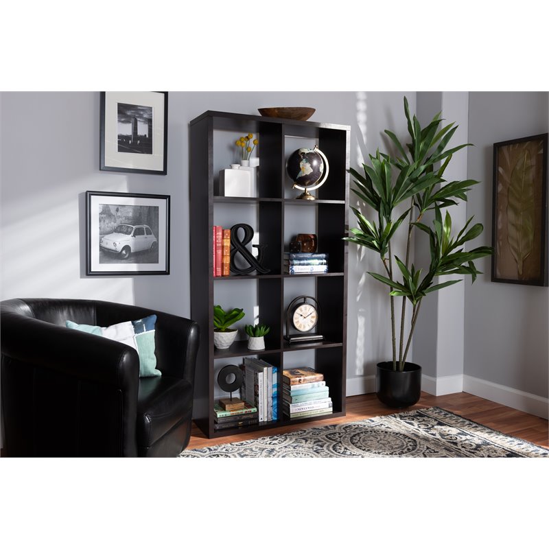 Bowery Hill Dark Brown Finished 8-Cube Storage Shelf
