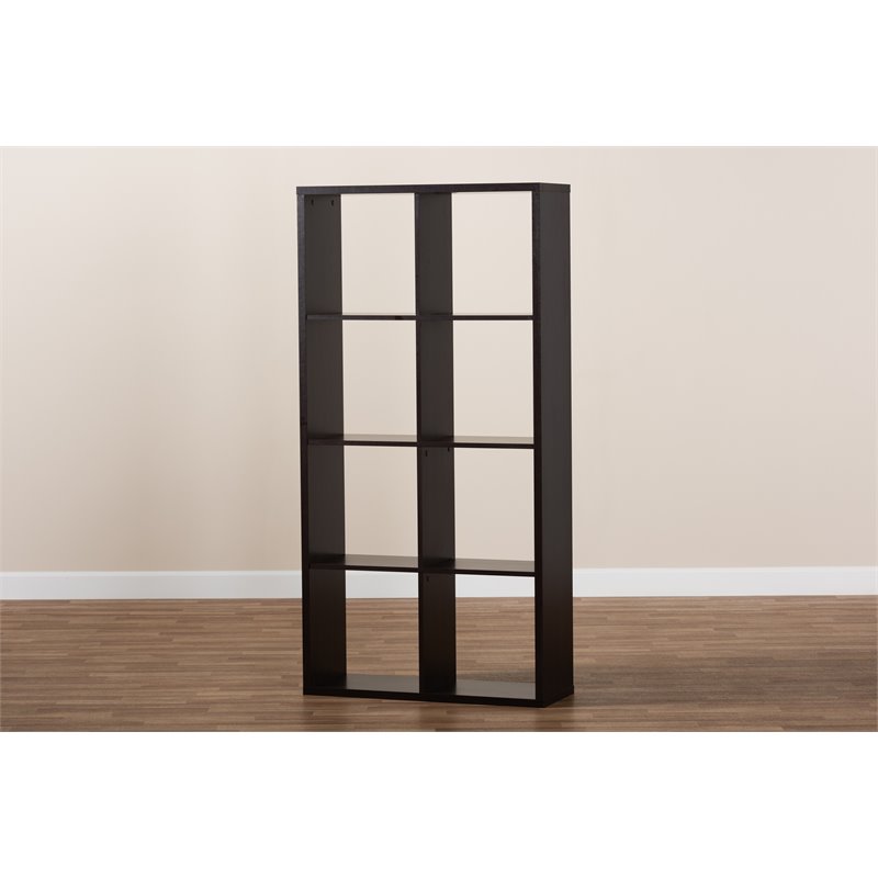 Bowery Hill Dark Brown Finished 8-Cube Storage Shelf