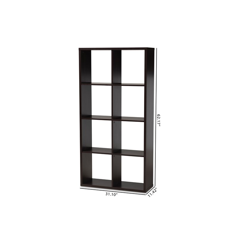 Bowery Hill Dark Brown Finished 8-Cube Storage Shelf