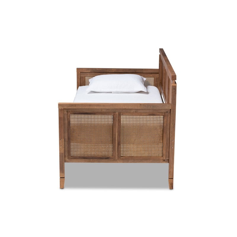 Bowery Hill Traditional Wood Daybed with Woven Detailing in Brown