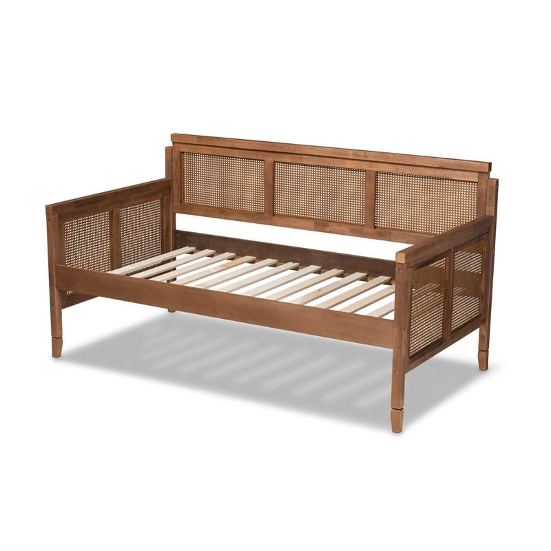 Bowery Hill Traditional Wood Daybed with Woven Detailing in Brown