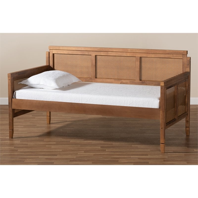 Bowery Hill Traditional Wood Daybed with Woven Detailing in Brown