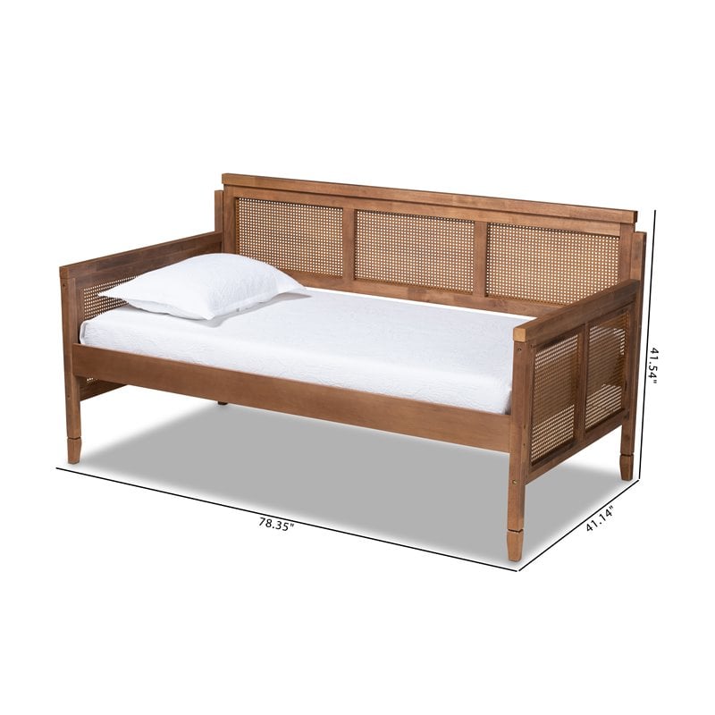 Bowery Hill Traditional Wood Daybed with Woven Detailing in Brown