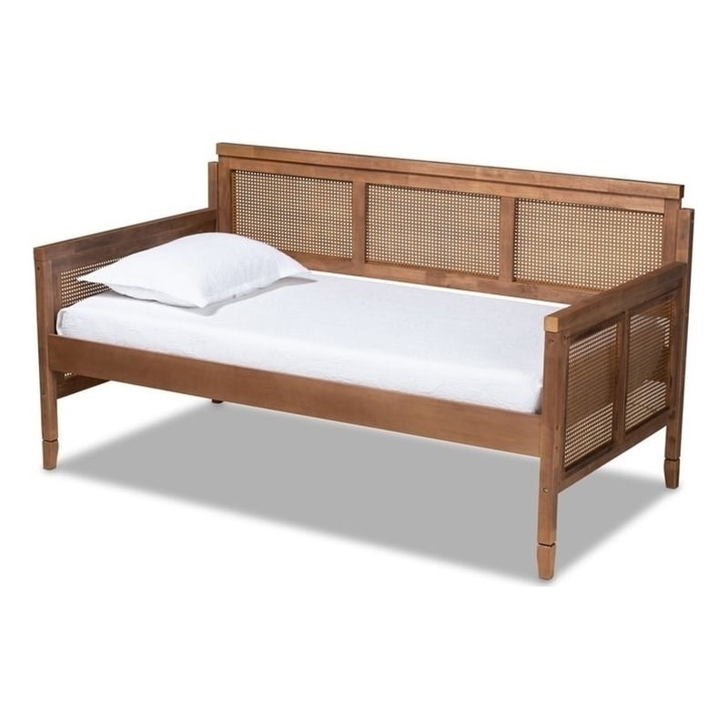 Bowery Hill Traditional Wood Daybed with Woven Detailing in Brown
