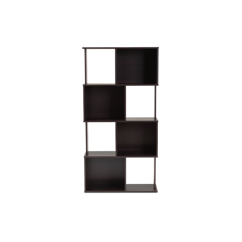 Bowery Hill Dark Brown Finished Geometric Wood Bookshelf