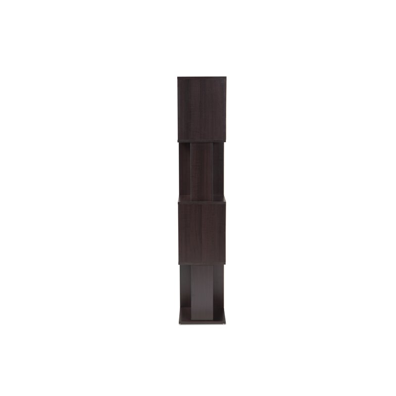Bowery Hill Dark Brown Finished Geometric Wood Bookshelf