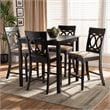 Bowery Hill Sand Upholstered Espresso Wood 5-piece Pub Set