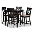 Bowery Hill Sand Upholstered Espresso Wood 5-piece Pub Set