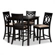 Bowery Hill Sand Upholstered Espresso Wood 5-piece Pub Set