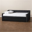 Bowery Hill Modern Fabric Upholstered Queen Size Daybed with Trundle in Gray
