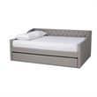 Bowery Hill Queen Size Light Grey Upholstered Daybed with Trundle