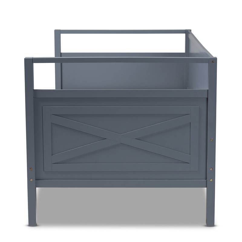 Bowery Hill Traditional Wood Twin Size Daybed with Inset Detailing in Gray