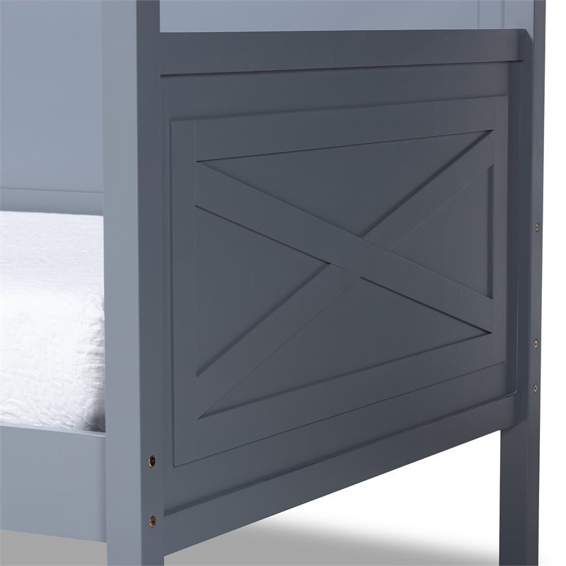 Bowery Hill Traditional Wood Twin Size Daybed with Inset Detailing in Gray