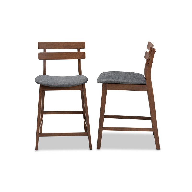 Bowery Hill Dark Gray Upholstered Wood Counter Stools (Set of 2)
