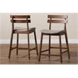 Bowery Hill Gray Upholstered Wood Counter Stools (Set of 2)