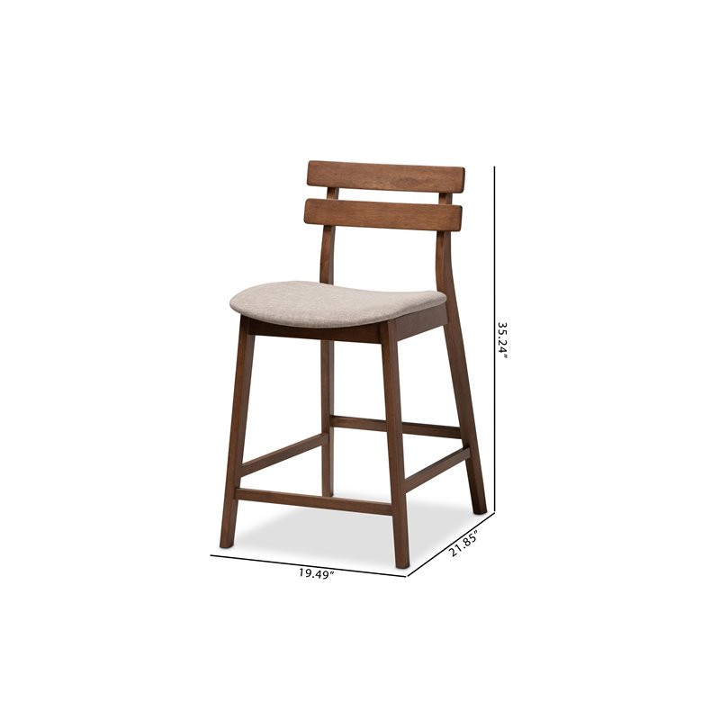 Bowery Hill Gray Upholstered Wood Counter Stools (Set of 2)
