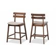 Bowery Hill Gray Upholstered Wood Counter Stools (Set of 2)