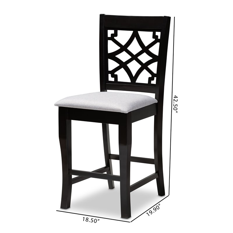 Bowery Hill Grey Upholstered Wood Counter Stools (Set of 2)