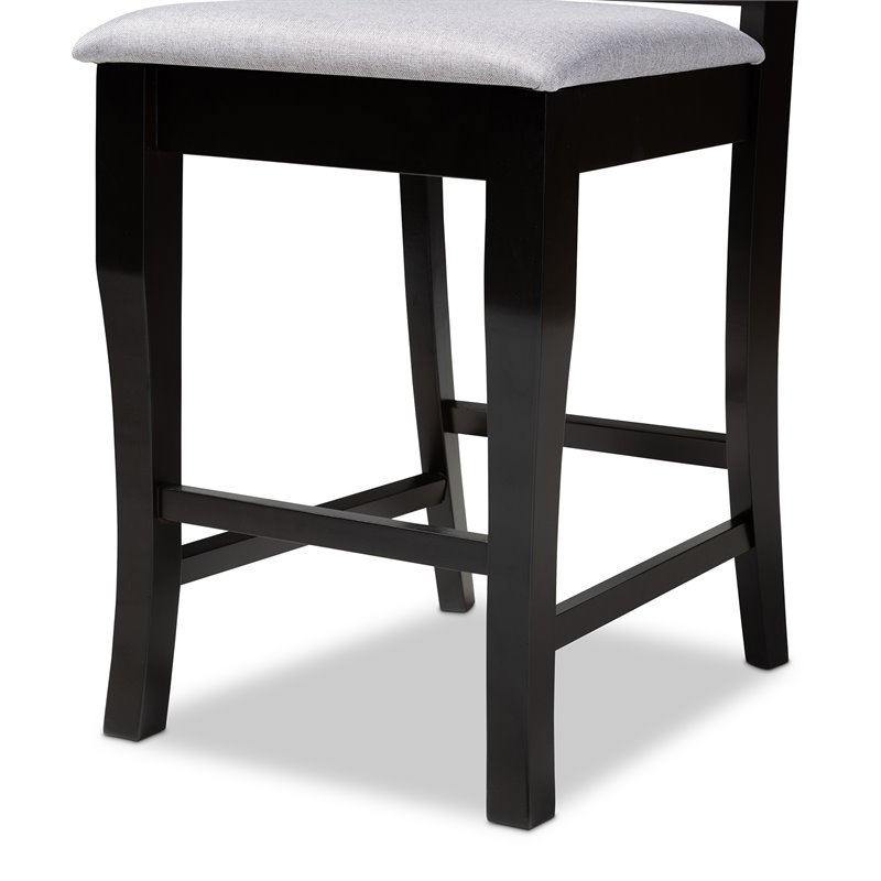 Bowery Hill Grey Upholstered Wood Counter Stools (Set of 2)