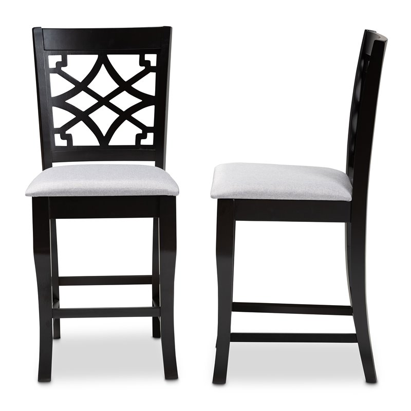 Bowery Hill Grey Upholstered Wood Counter Stools (Set of 2)