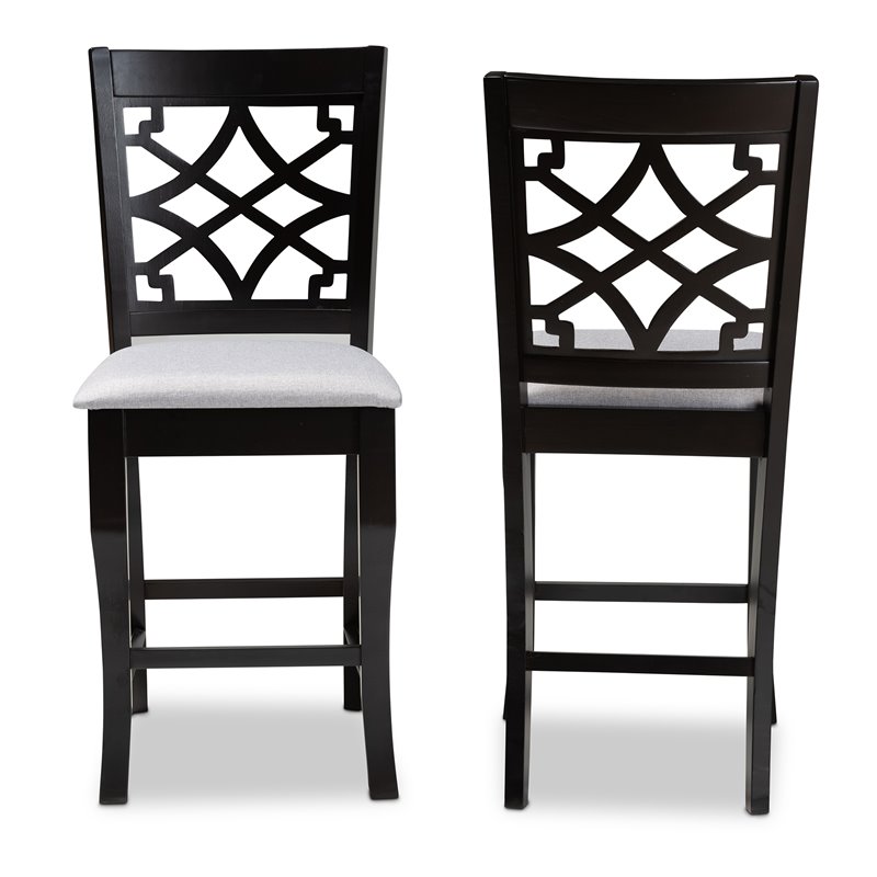 Bowery Hill Grey Upholstered Wood Counter Stools (Set of 2)
