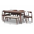 Bowery Hill Gray Upholstered Wood 6-Piece Dining Set