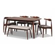 Bowery Hill Gray Upholstered Wood 6-Piece Dining Set