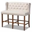 Bowery Hill Beige Upholstered Walnut Finished Bar Stool Bench