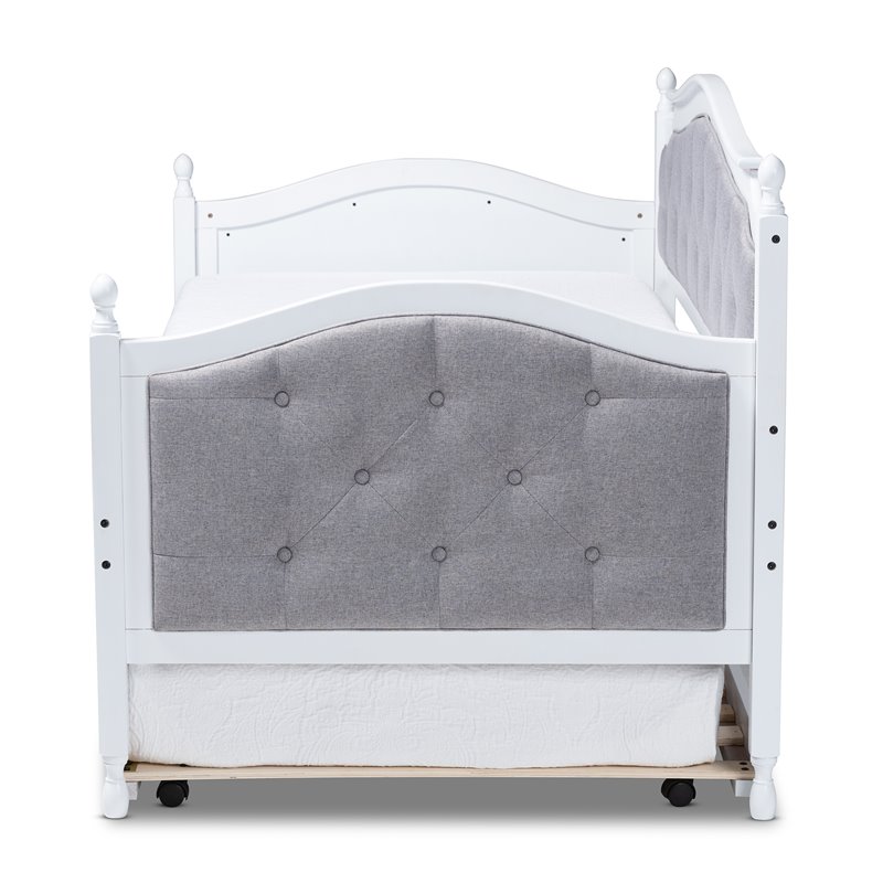 Bowery Hill Twin Size Grey Upholstered Daybed with Trundle