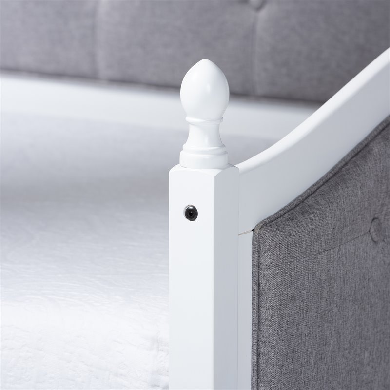 Bowery Hill Twin Size Grey Upholstered Daybed with Trundle