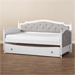 Bowery Hill Twin Size Grey Upholstered Daybed with Trundle